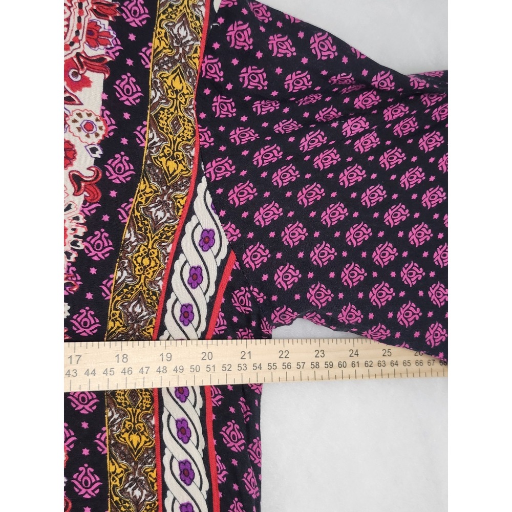 Lg S.R. Fashion Multicolor Floral Dress Boho Cruise Resort Vacation Fringe Beads - Picture 6 of 7